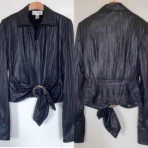 Vintage Joseph Ribkoff Shirt Jacket
Black Zip up Belted Size 14